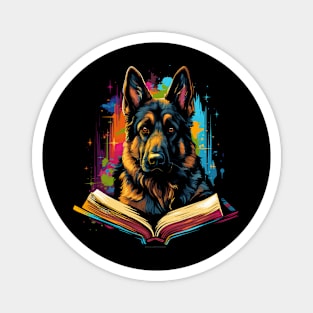 German Shepherd Reads Book Magnet